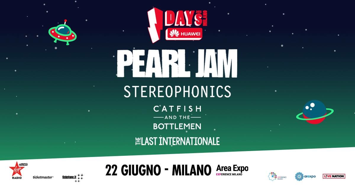 Pearl Jam agli I-Days 2018: Orari ufficiali e informazioni utili