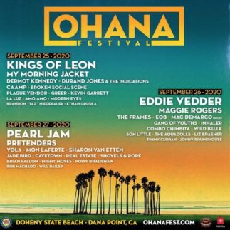 Eddie Vedder, i Pearl Jam e i Kings Of Leon sono gli headliner dell’Ohana Fest 2020